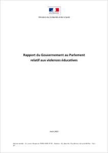Couverture du Rapport du Gouvernement au Parlement relatif aux violences éducatives